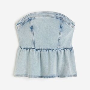 H&M Strapless Peplum Blue Denim Top - Sz XXS, 00